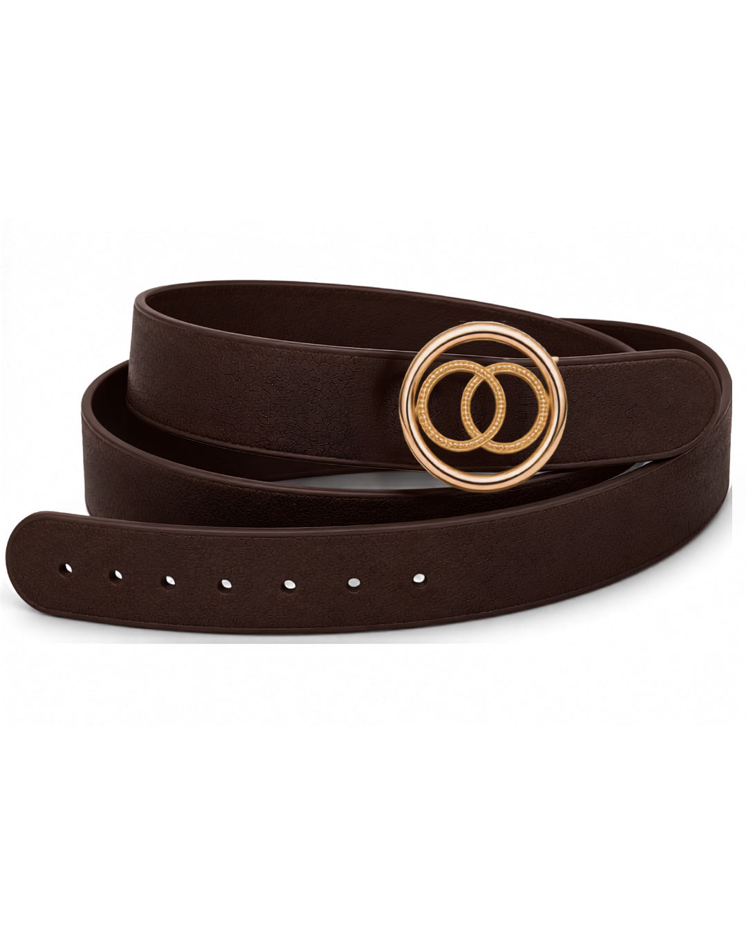 Brown Belt for Women with Gold Double-Ring Buckle | Alissa