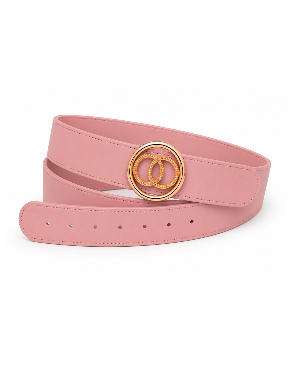 Pink Belt for Women with Gold Double-Ring Buckle | Alissa