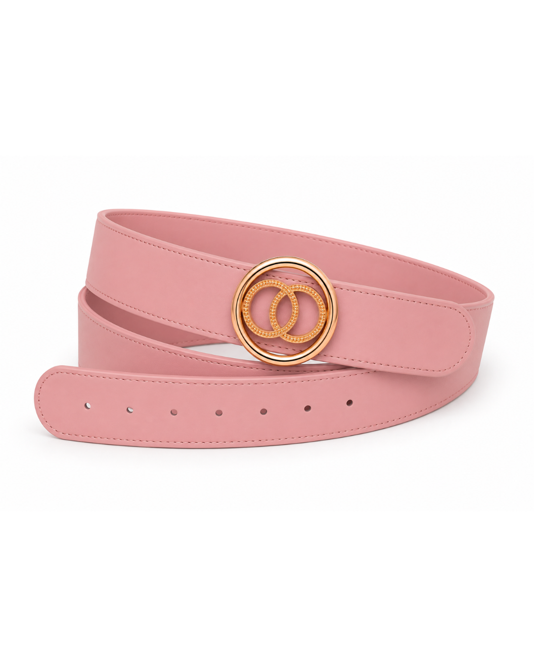 Pink Belt for Women with Gold Double-Ring Buckle | Alissa