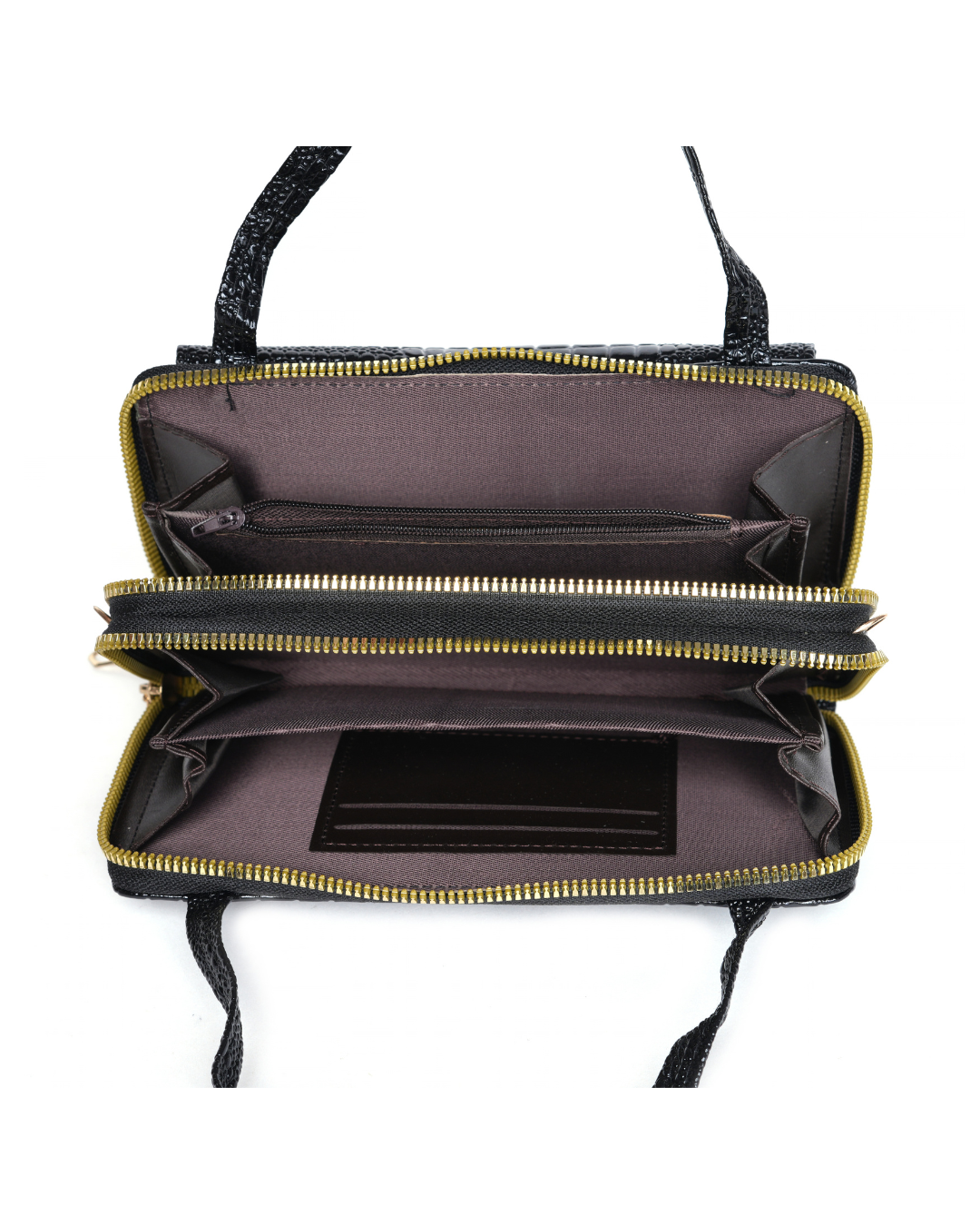 Black Croc-Embossed Handbag | Lara
