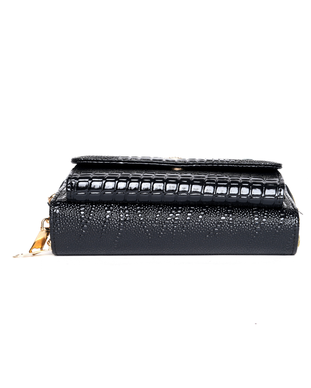 Black Croc-Embossed Handbag | Lara