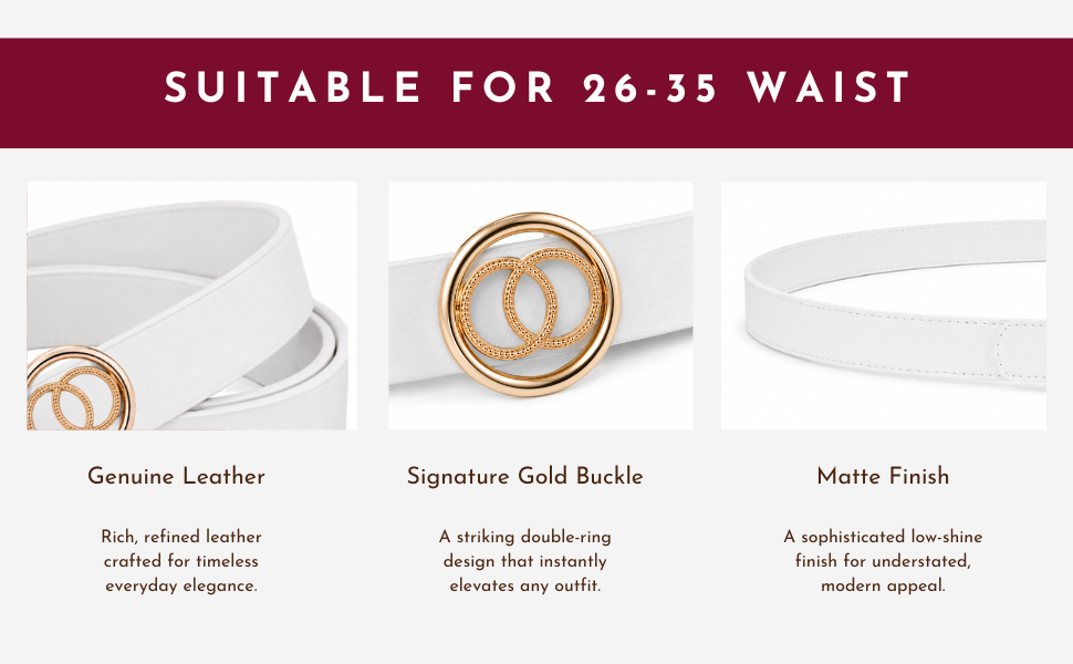 White Belt for Women with Gold Double-Ring Buckle | Alissa