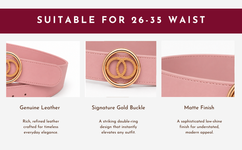 Pink Belt for Women with Gold Double-Ring Buckle | Alissa