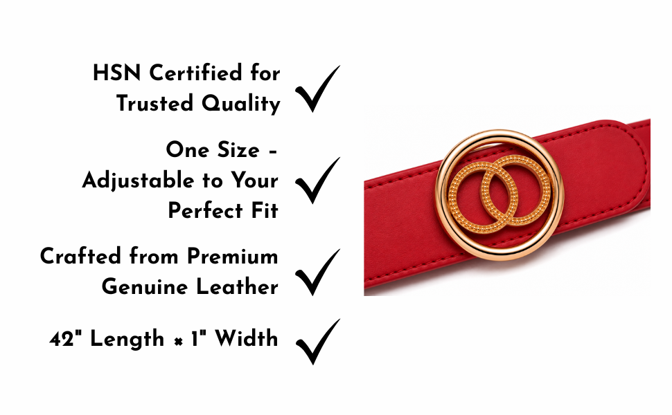 Red Belt for Women with Gold Double-Ring Buckle | Alissa