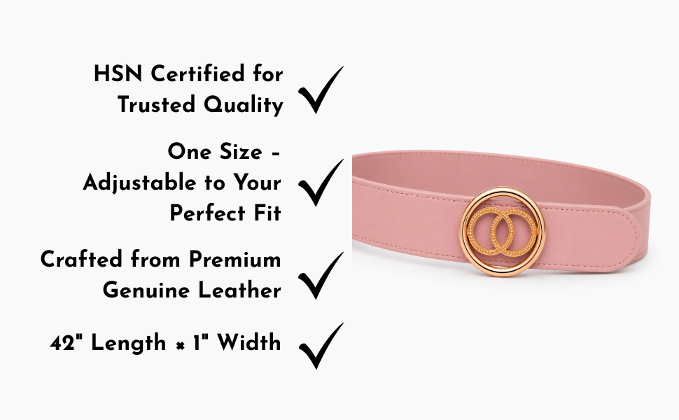 Pink Belt for Women with Gold Double-Ring Buckle | Alissa