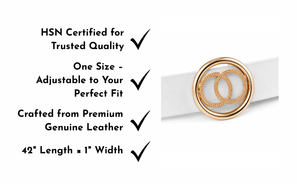 White Belt for Women with Gold Double-Ring Buckle | Alissa