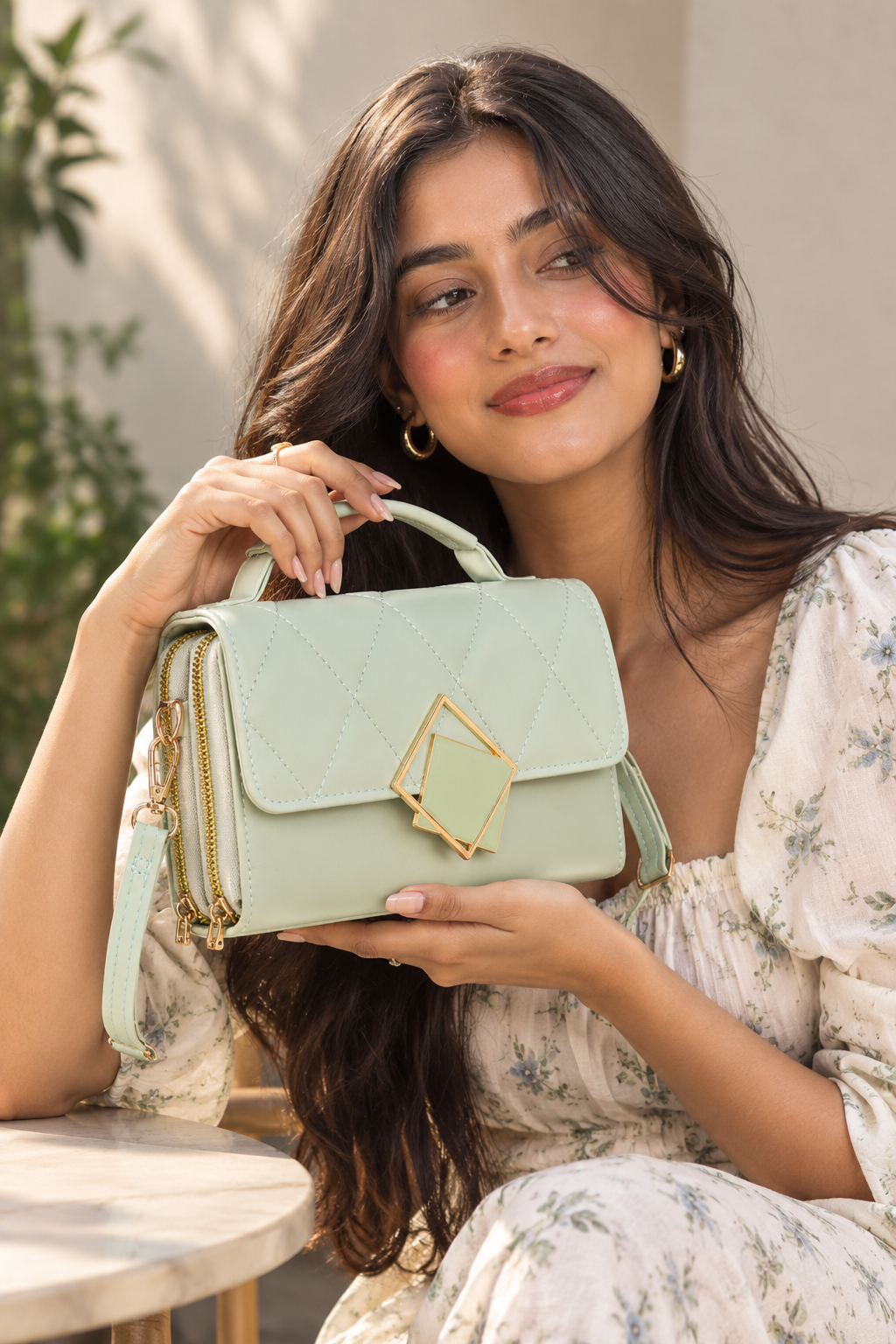 Sage Green Quilted Handbag | Lila