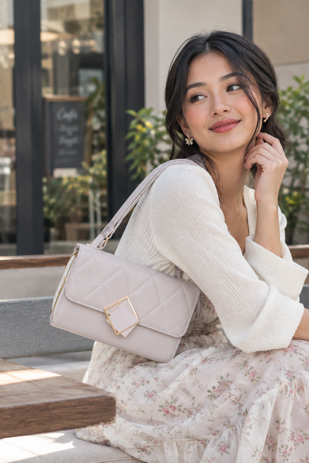 Lilac Grey Quilted Handbag | Lila