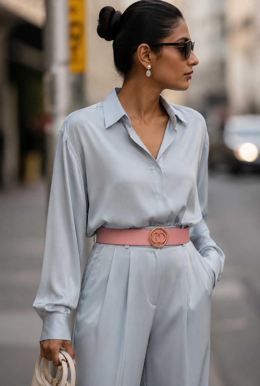 Pink Belt for Women with Gold Double-Ring Buckle | Alissa