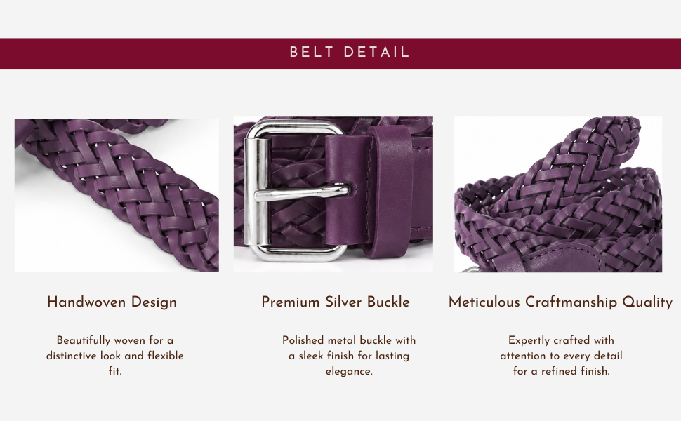 Silver & Purple Handbraided Belt | Leather Composite