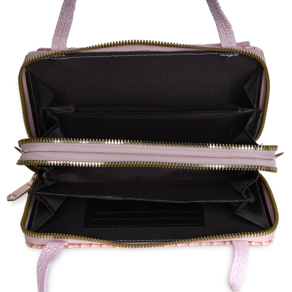 Pink Croc-Embossed Handbag | Lara