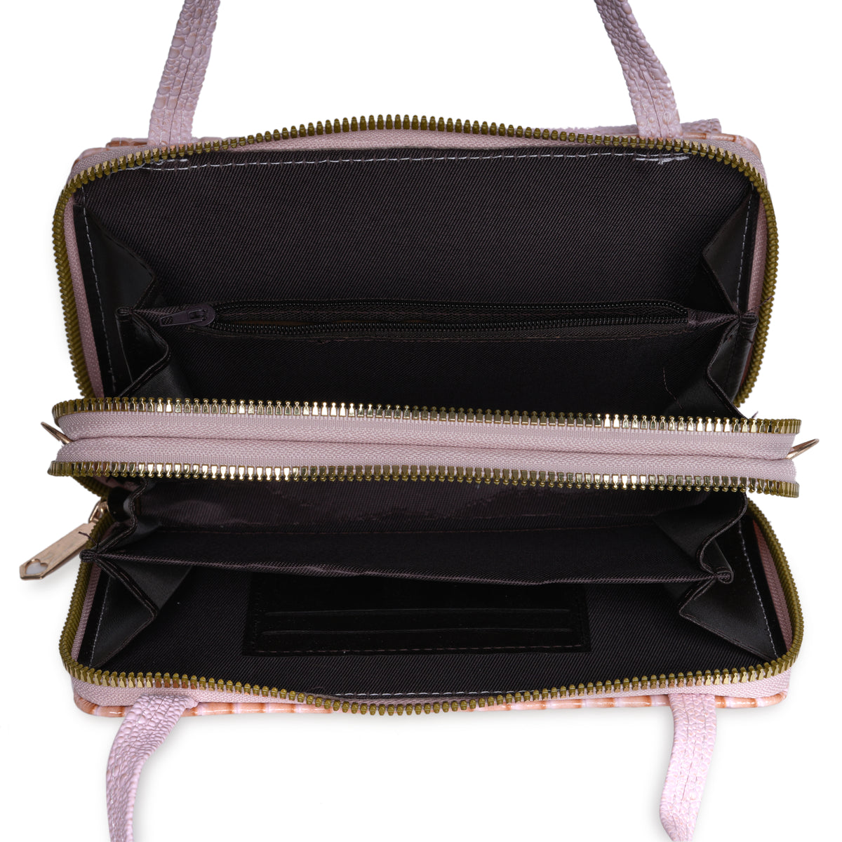Pink Croc-Embossed Handbag | Lara