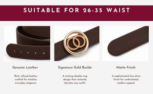 Brown Belt for Women with Gold Double-Ring Buckle | Alissa
