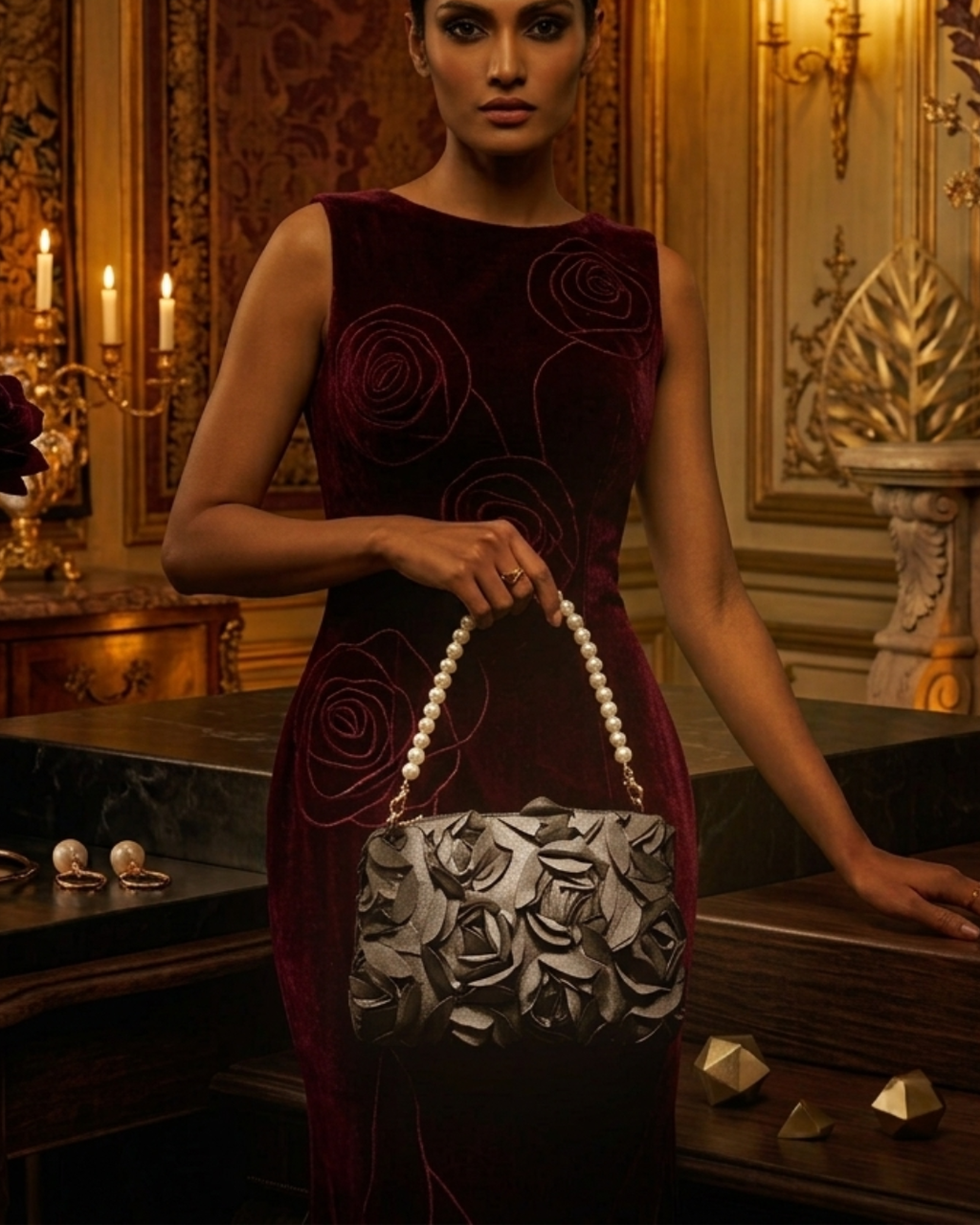 BLACK ROSE FLORAL BAG| ESME