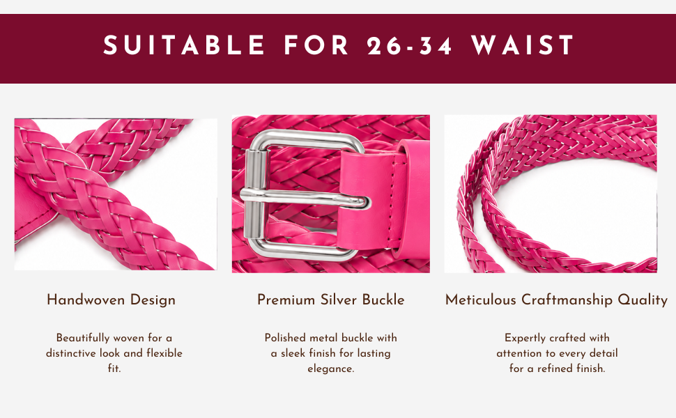 Silver & Hot Pink Handbraided Belt | Anna