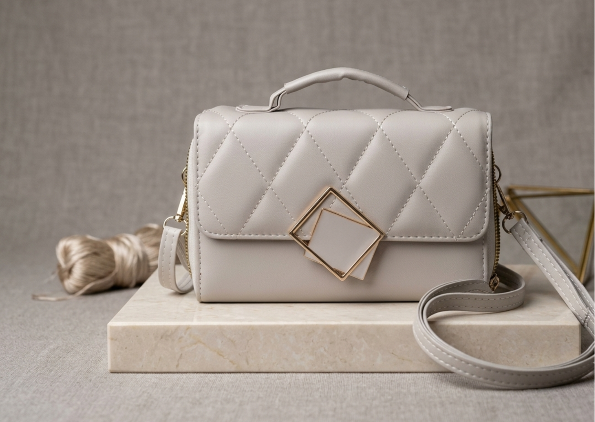 Lilac Grey Quilted Handbag | Lila