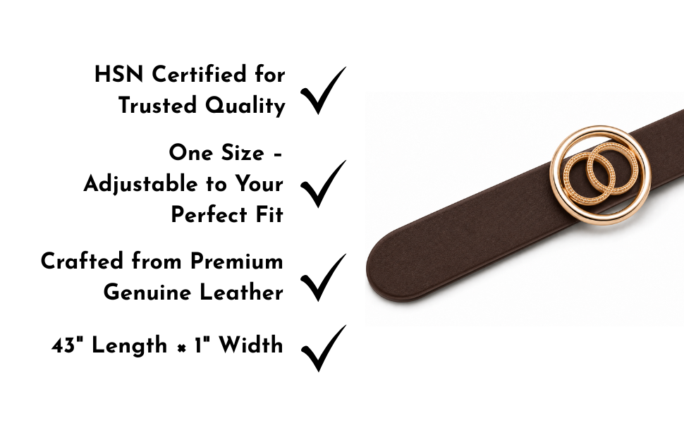 Brown Belt for Women with Gold Double-Ring Buckle | Alissa