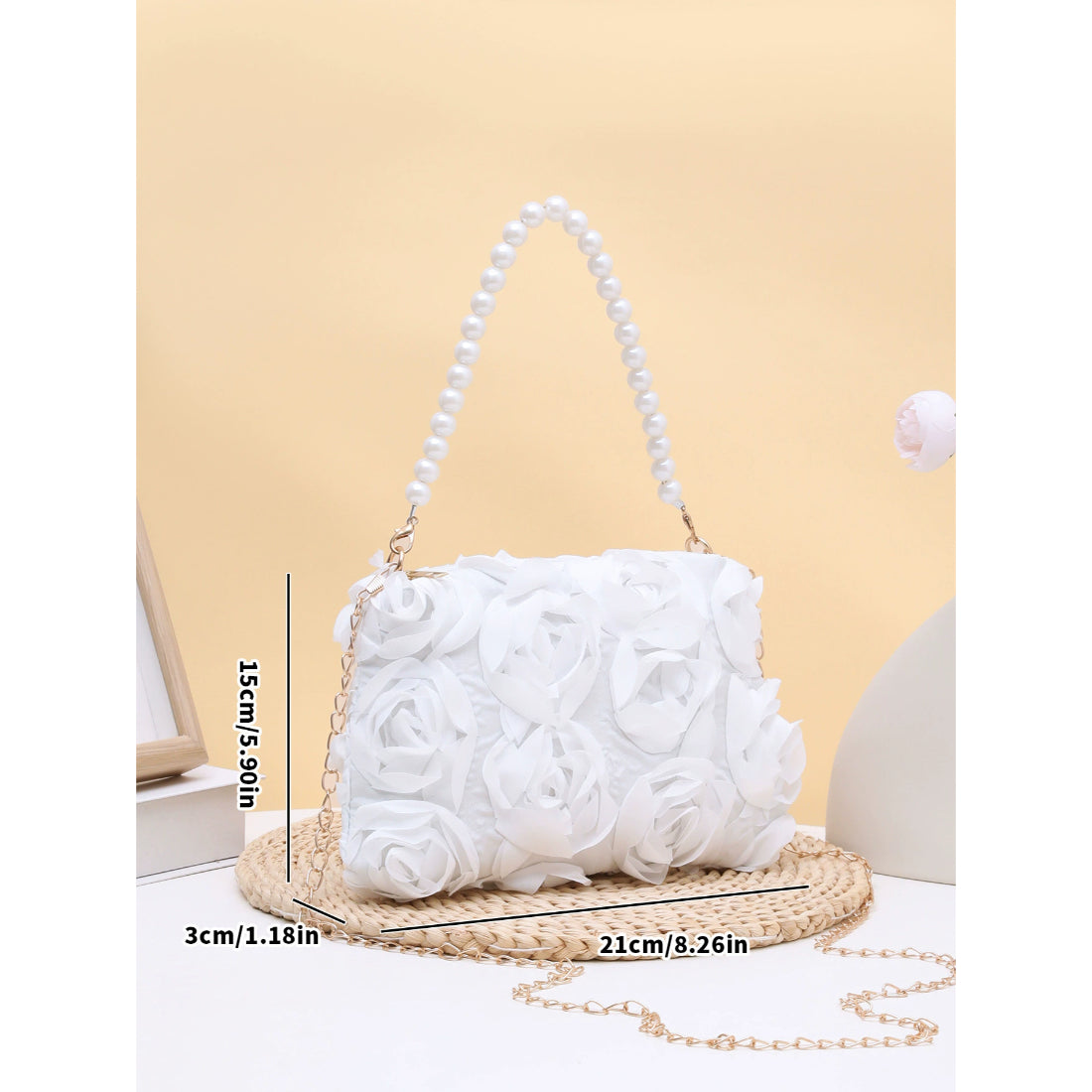 WHITE ROSE FLORAL BAG| ESME