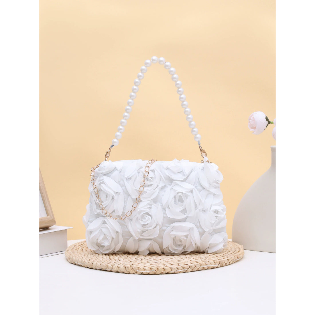 WHITE ROSE FLORAL BAG| ESME