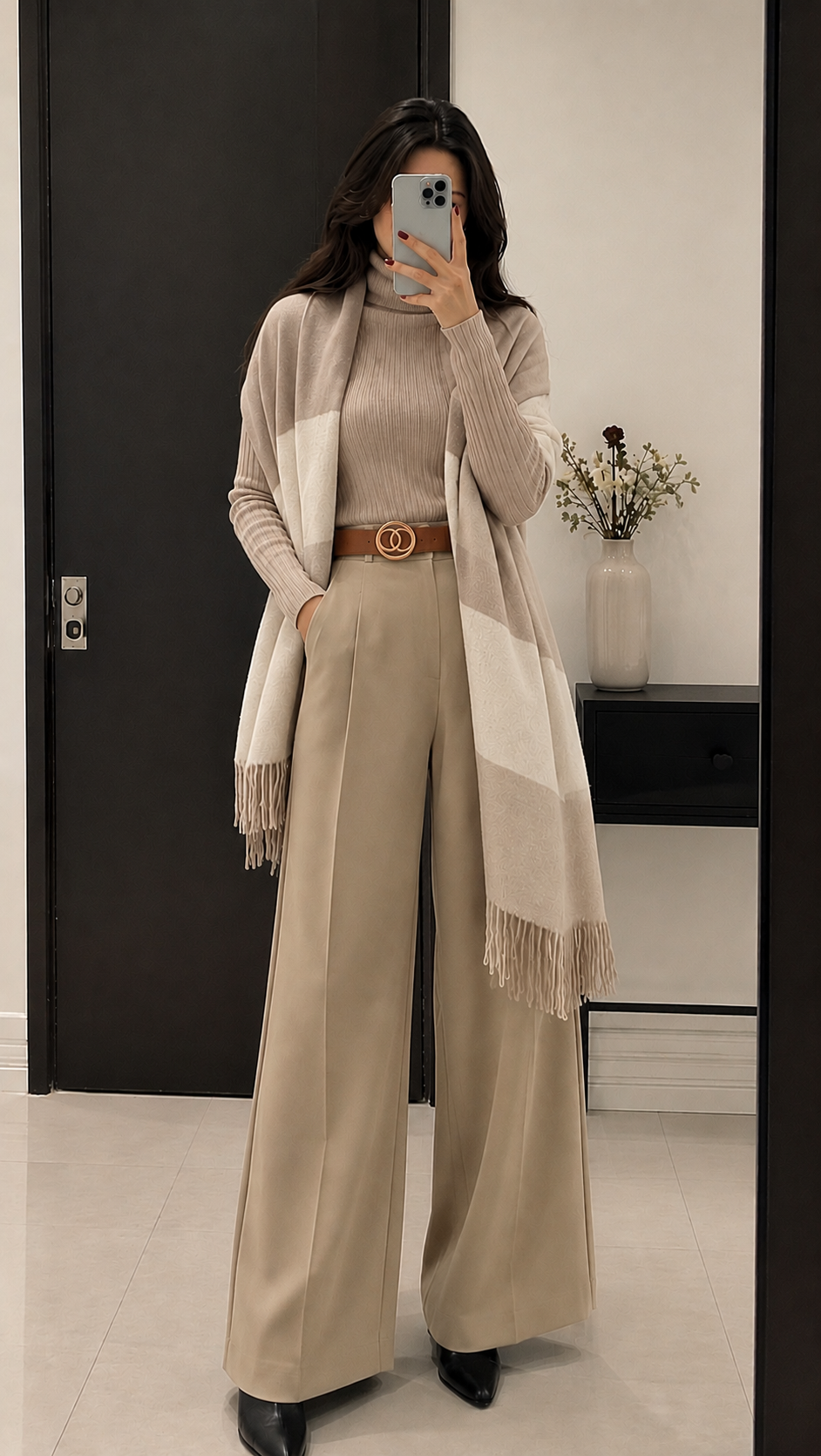 Tan Brown Belt for Women with Gold Double-Ring Buckle | Alissa