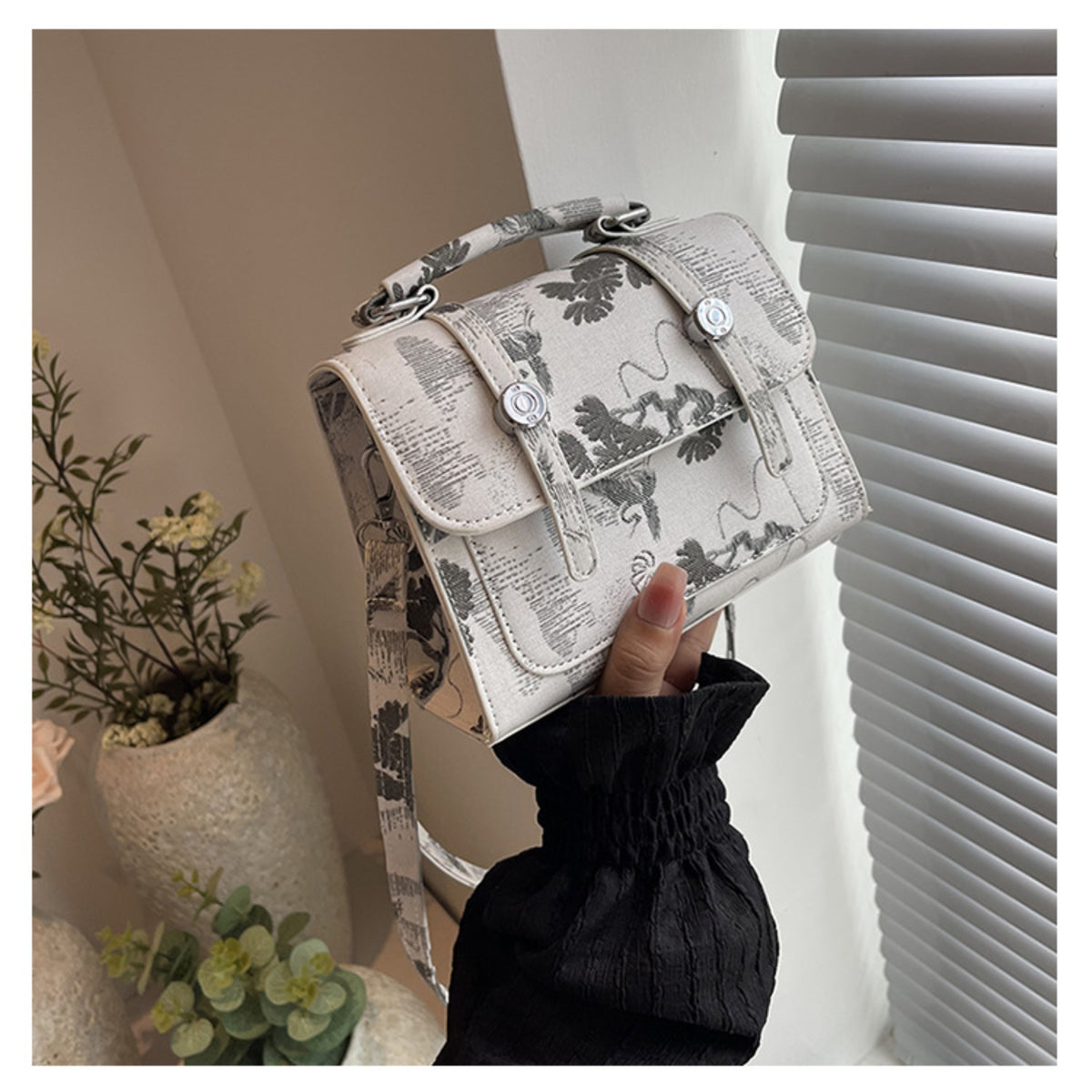White & Black Sling Bag | Rehya