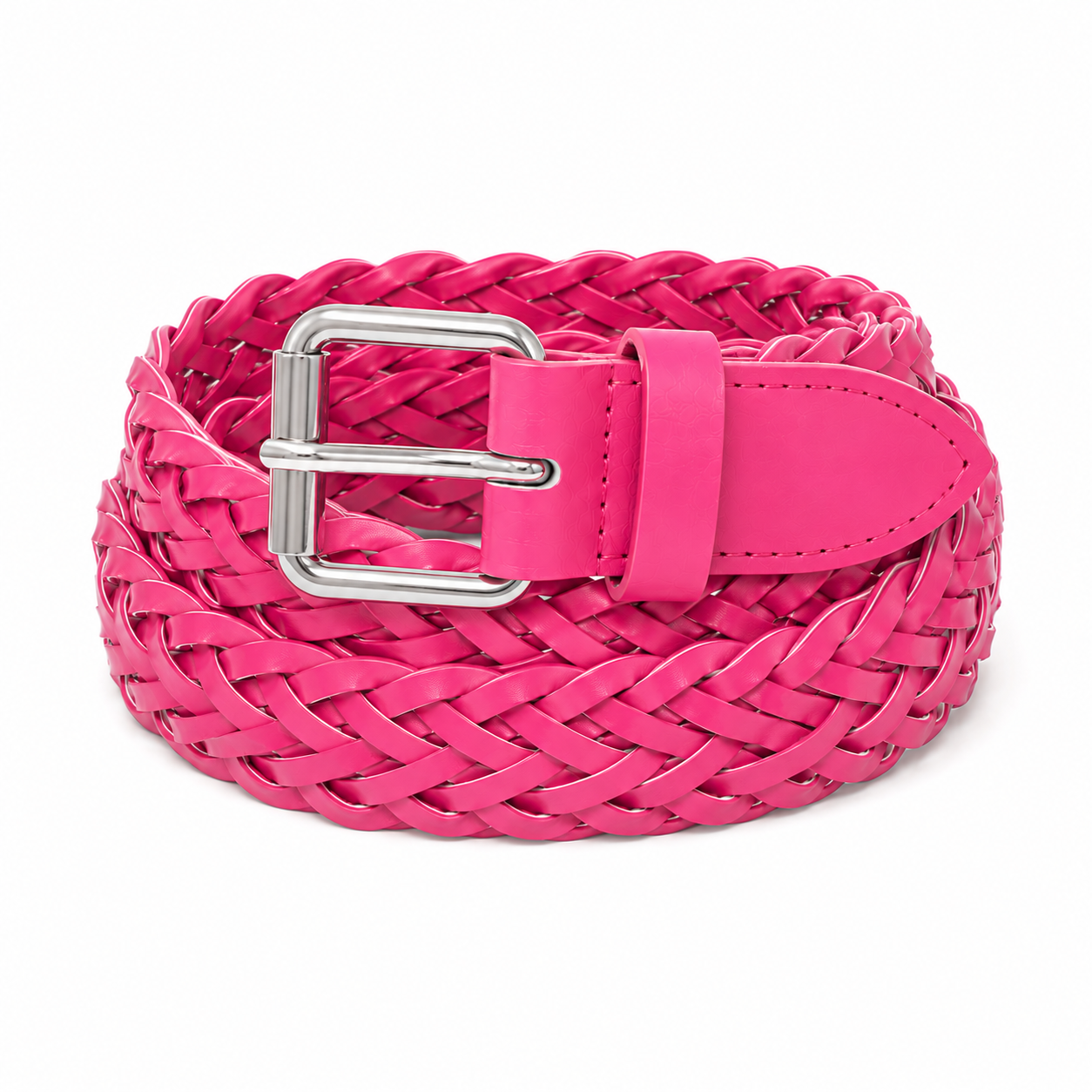 Silver & Hot Pink Handbraided Belt | Anna