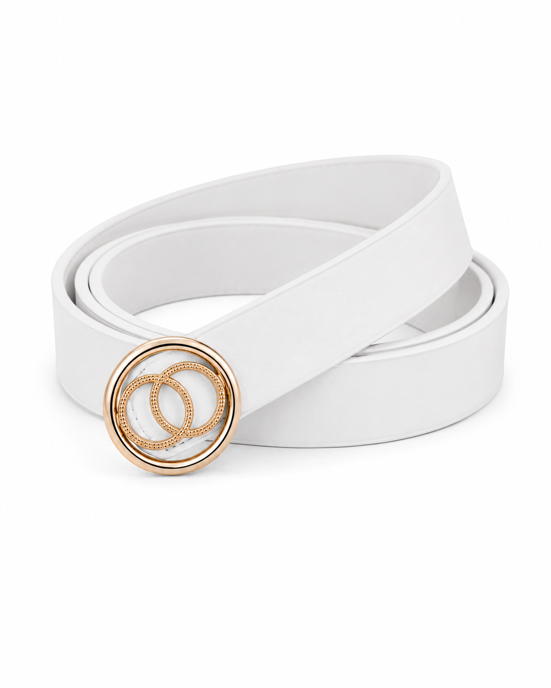 White Belt for Women with Gold Double-Ring Buckle | Alissa