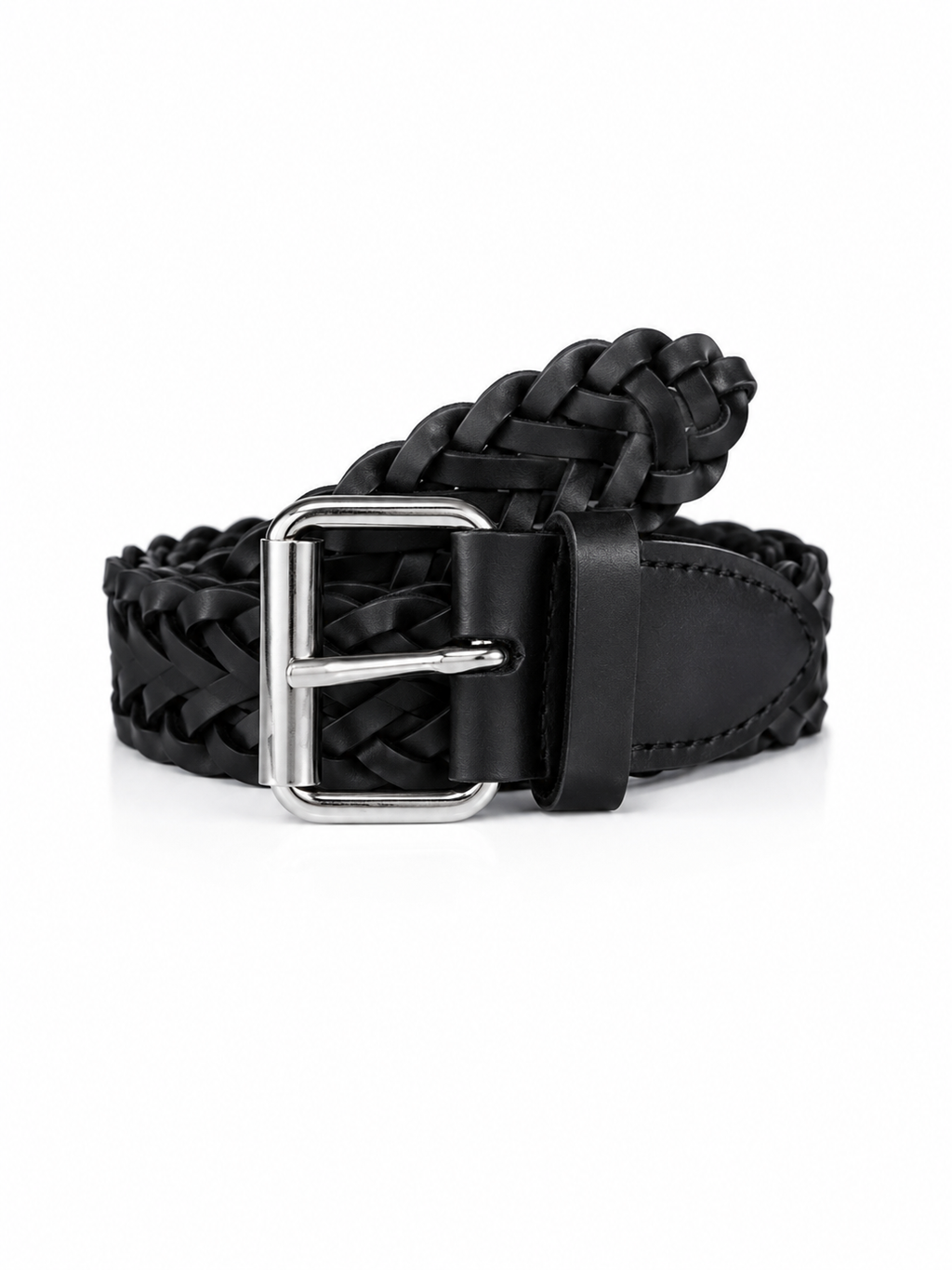 Silver & Black Handbraided Belt | Leather | Anna