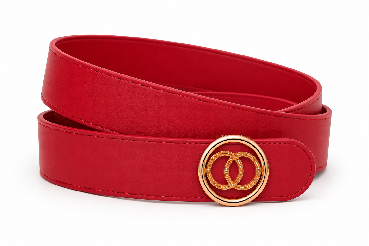 Red Belt for Women with Gold Double-Ring Buckle | Alissa