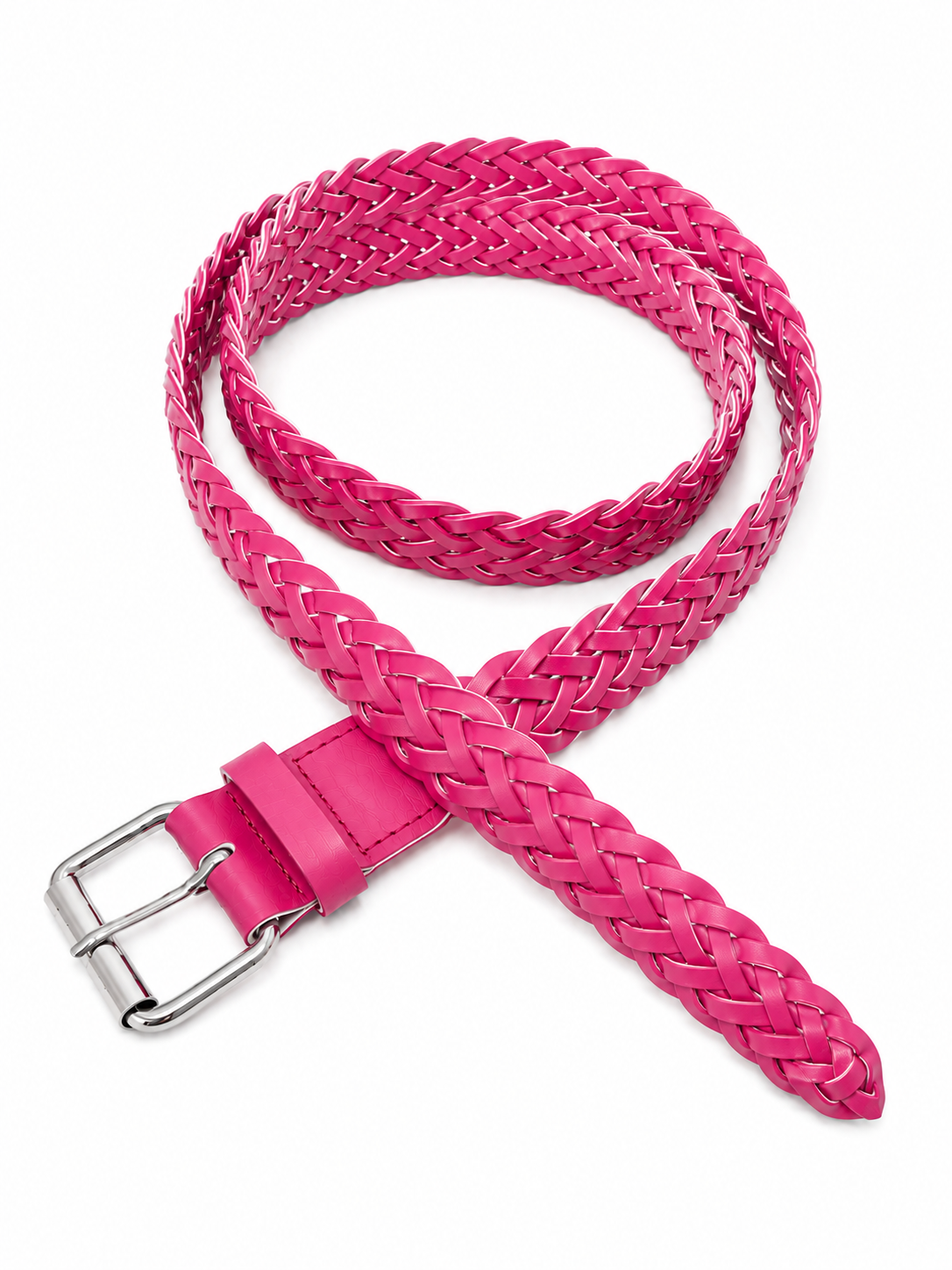 Silver & Hot Pink Handbraided Belt | Anna