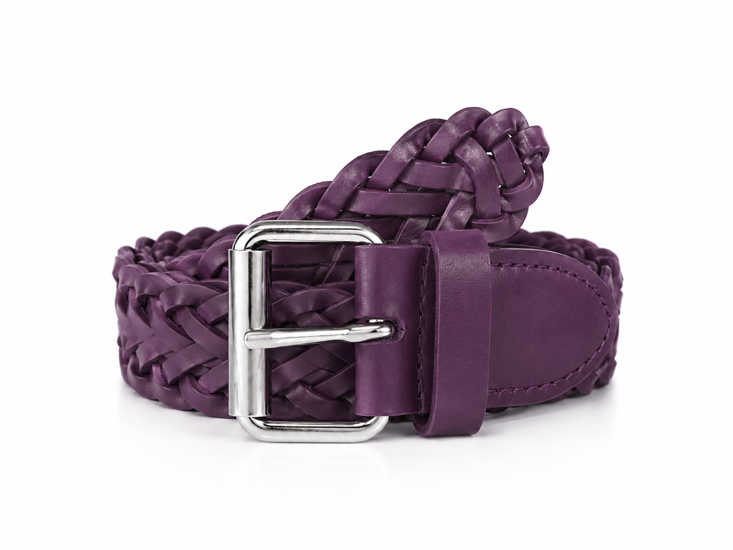 Silver & Purple Handbraided Belt | Leather Composite